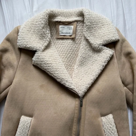 Zara Faux Suede Sherpa Lined Jacket